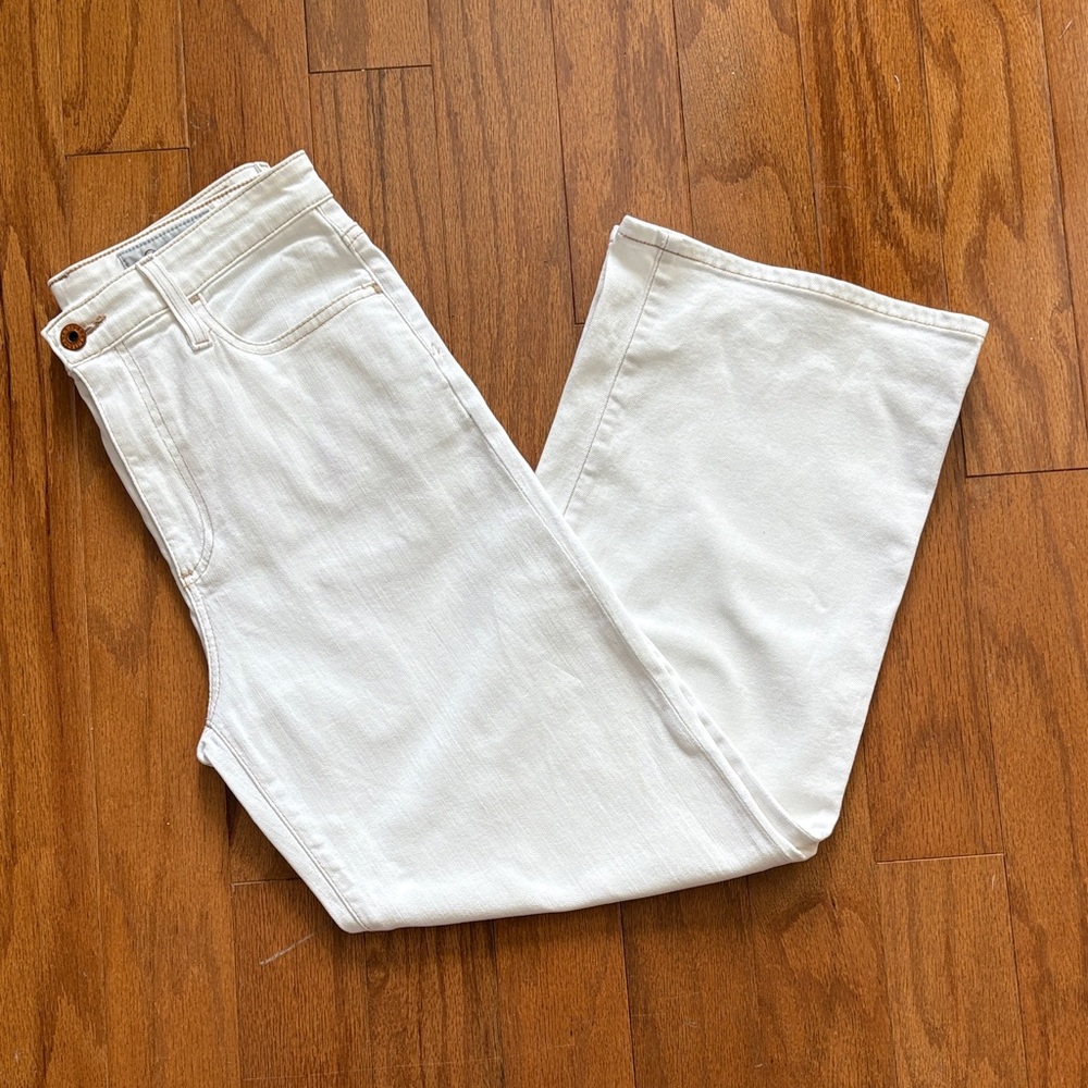 AG Adriano Goldschmied White Etta HIgh Waisted Wide Leg Crop Pants